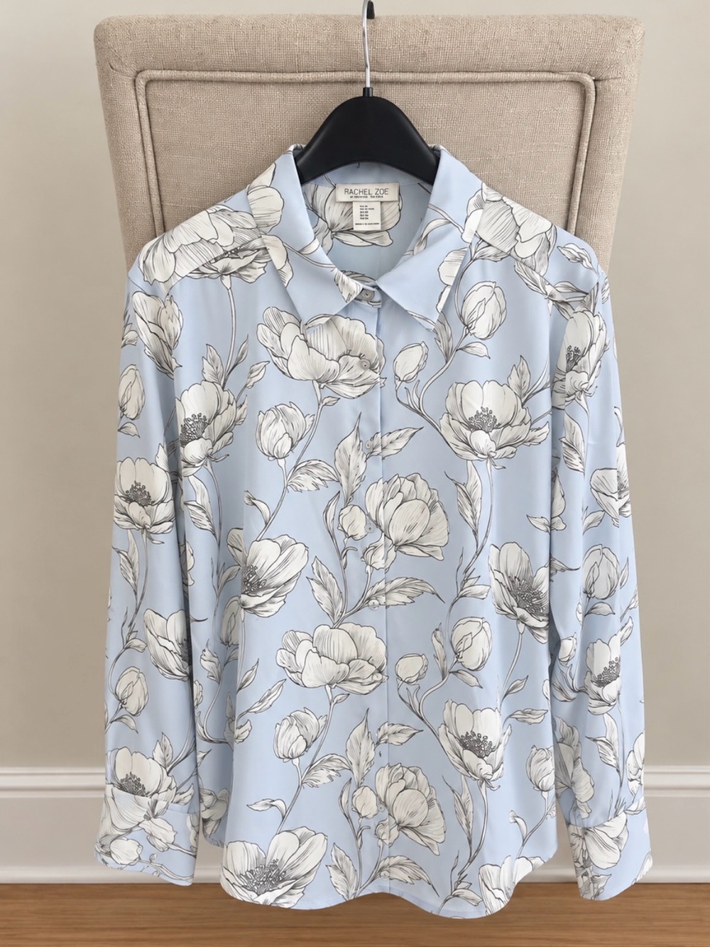 Rachel Zoe Pale Blue Floral Button-Down Shirt
